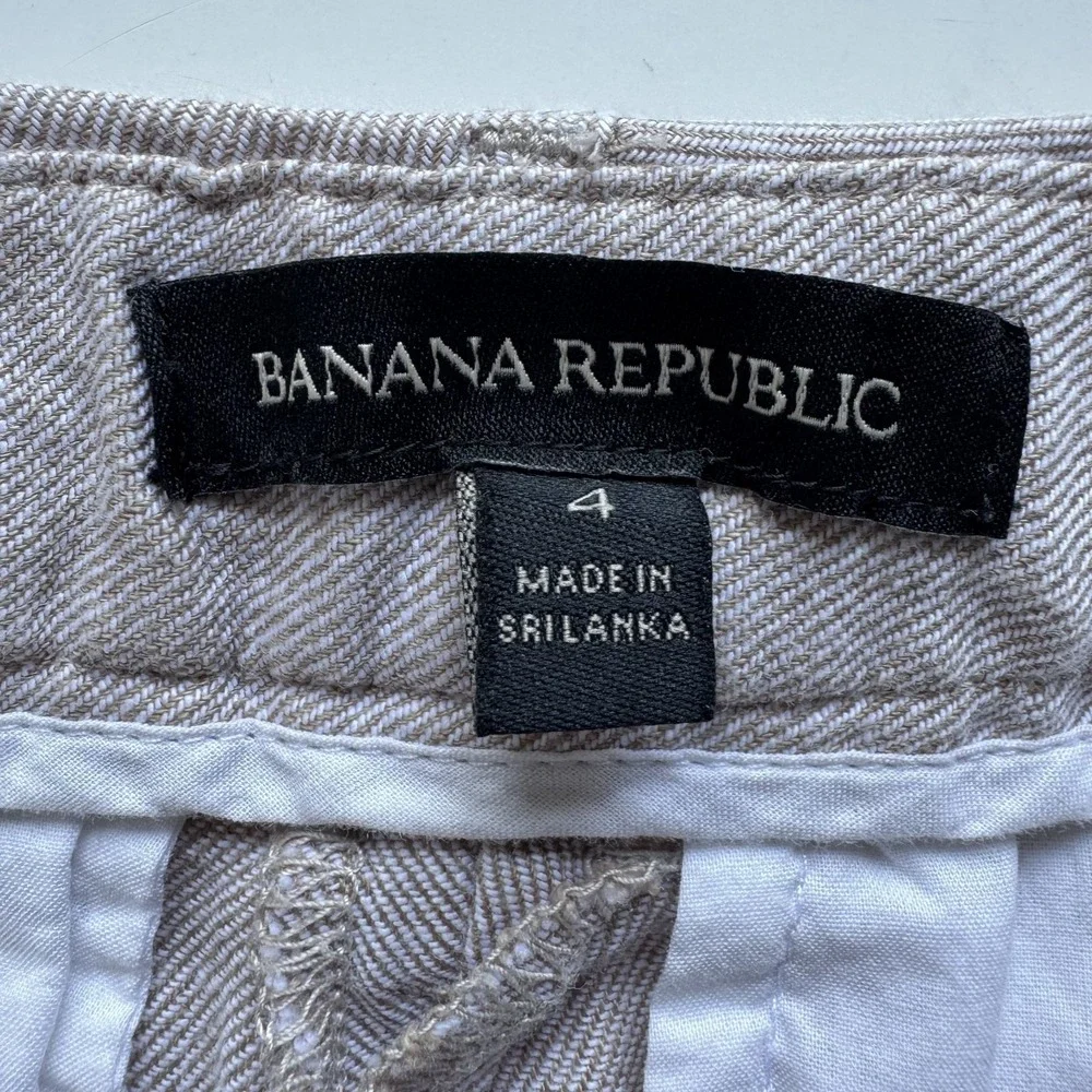 BANANA REPUBLIC Slim Wide-Leg Linen Cotton Cropped Pant Womens‎ 4